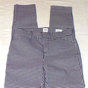 GAP Signature Skinny Ankle Pants Black & White Check, Size 0, Stretchy Rayon